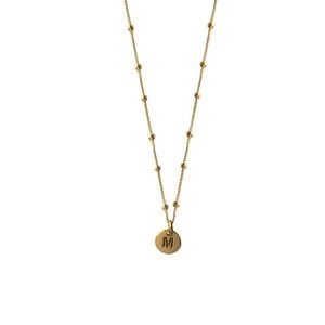 Initial medal necklace Ball shaped initial necklace Medal necklace Initial disk
